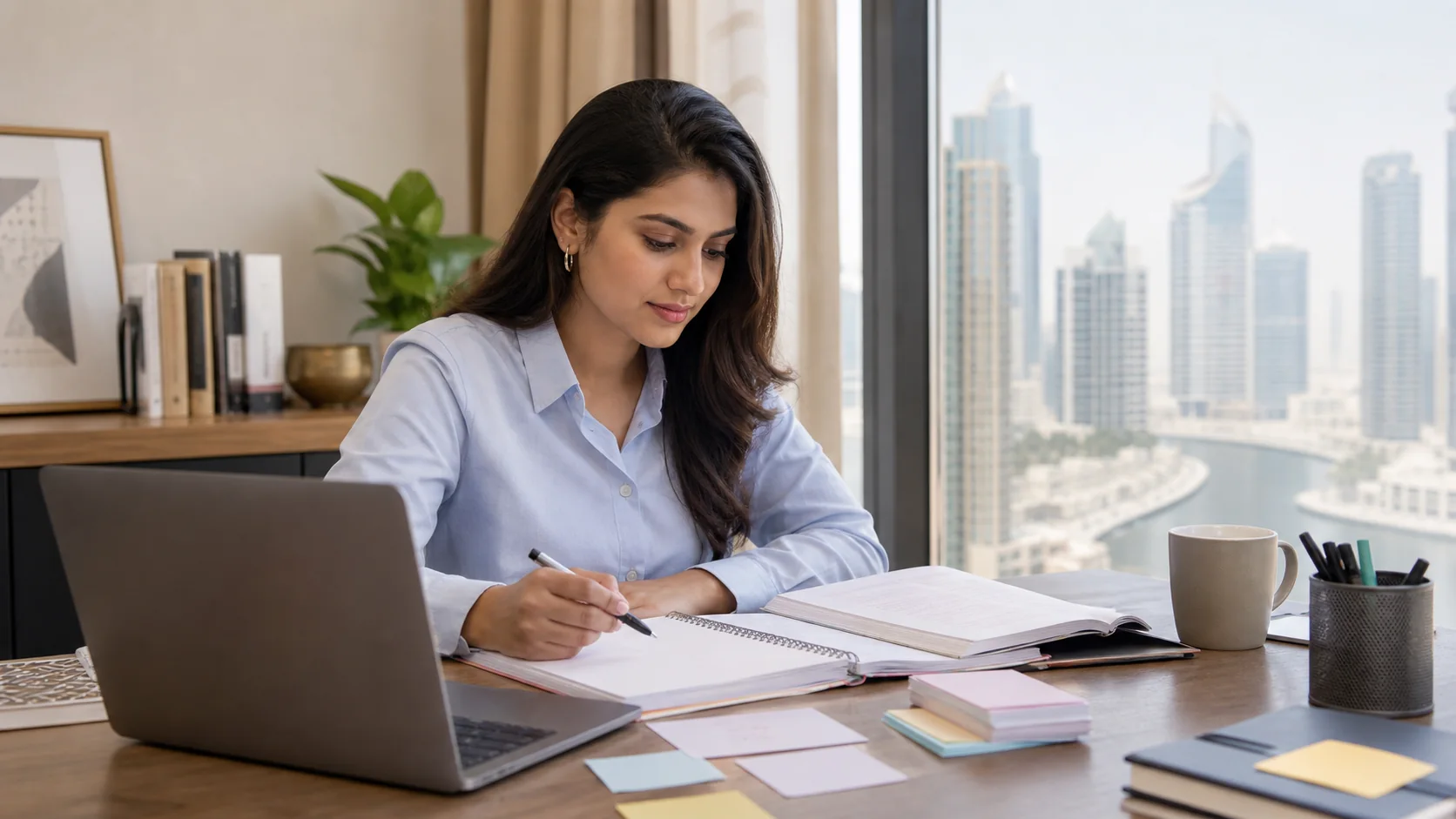 Finance professional using organised ACCA study materials in Dubai
