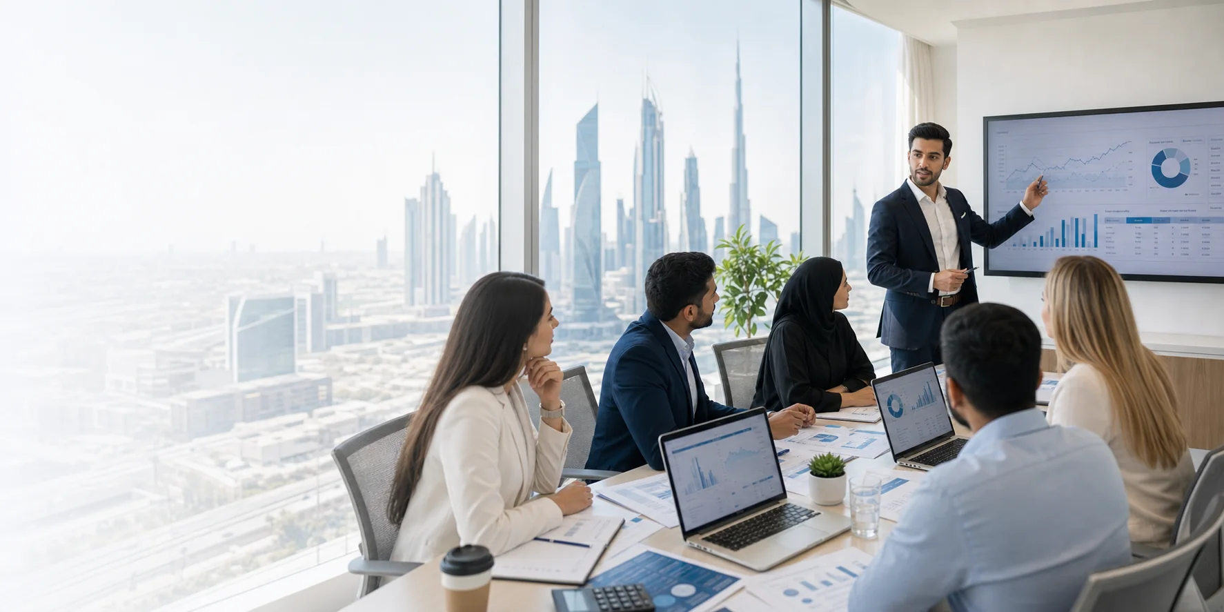HR courses in Dubai training workshop with professionals in a bright modern classroom