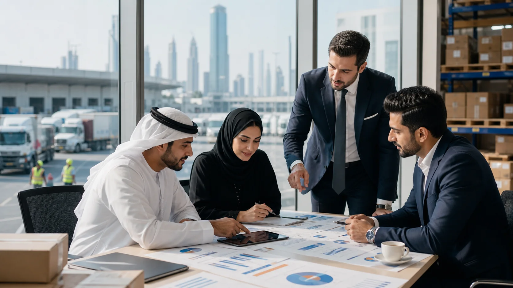 UAE HR professionals reviewing labour law documents and employee policy workflows