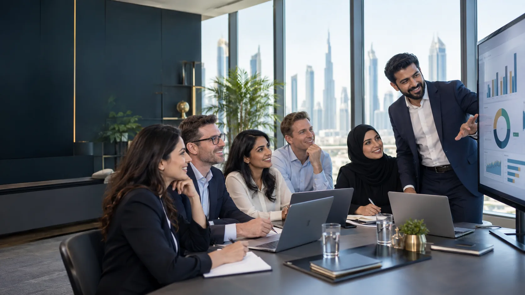 AI for Finance and Accounting course in Dubai with professionals reviewing financial dashboards
