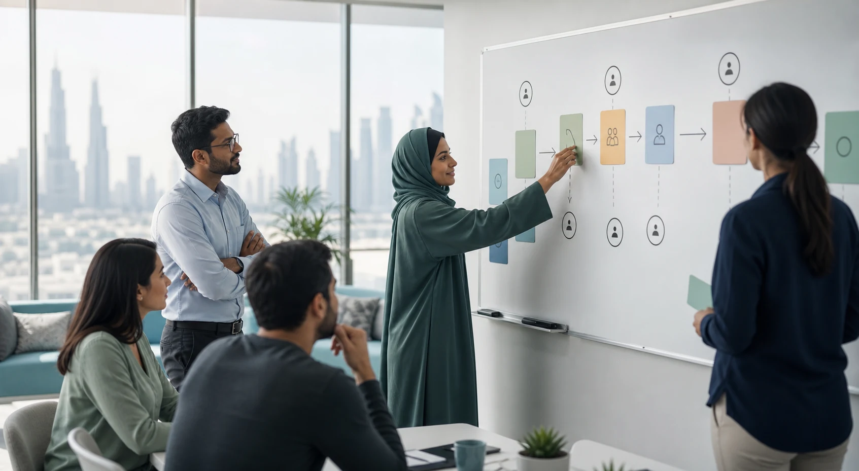 HR professionals mapping an employee journey in Dubai