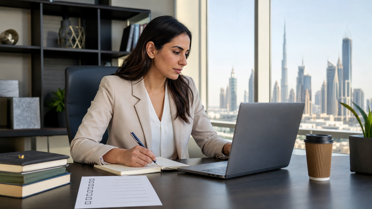 Finance professional comparing US CMA institutes in Dubai