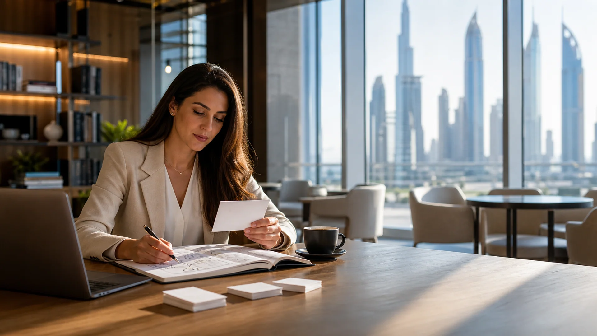 Compliance professional using structured CAMS revision materials in a Dubai study setting