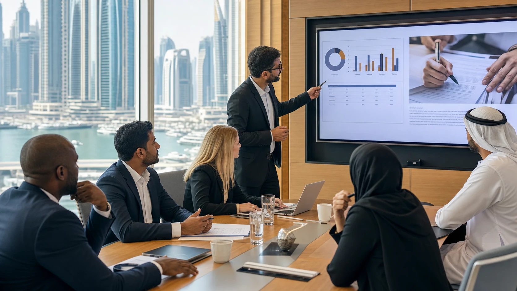 Procurement professionals reviewing supplier performance and commercial contracts during CIPS Level 4 training in Dubai