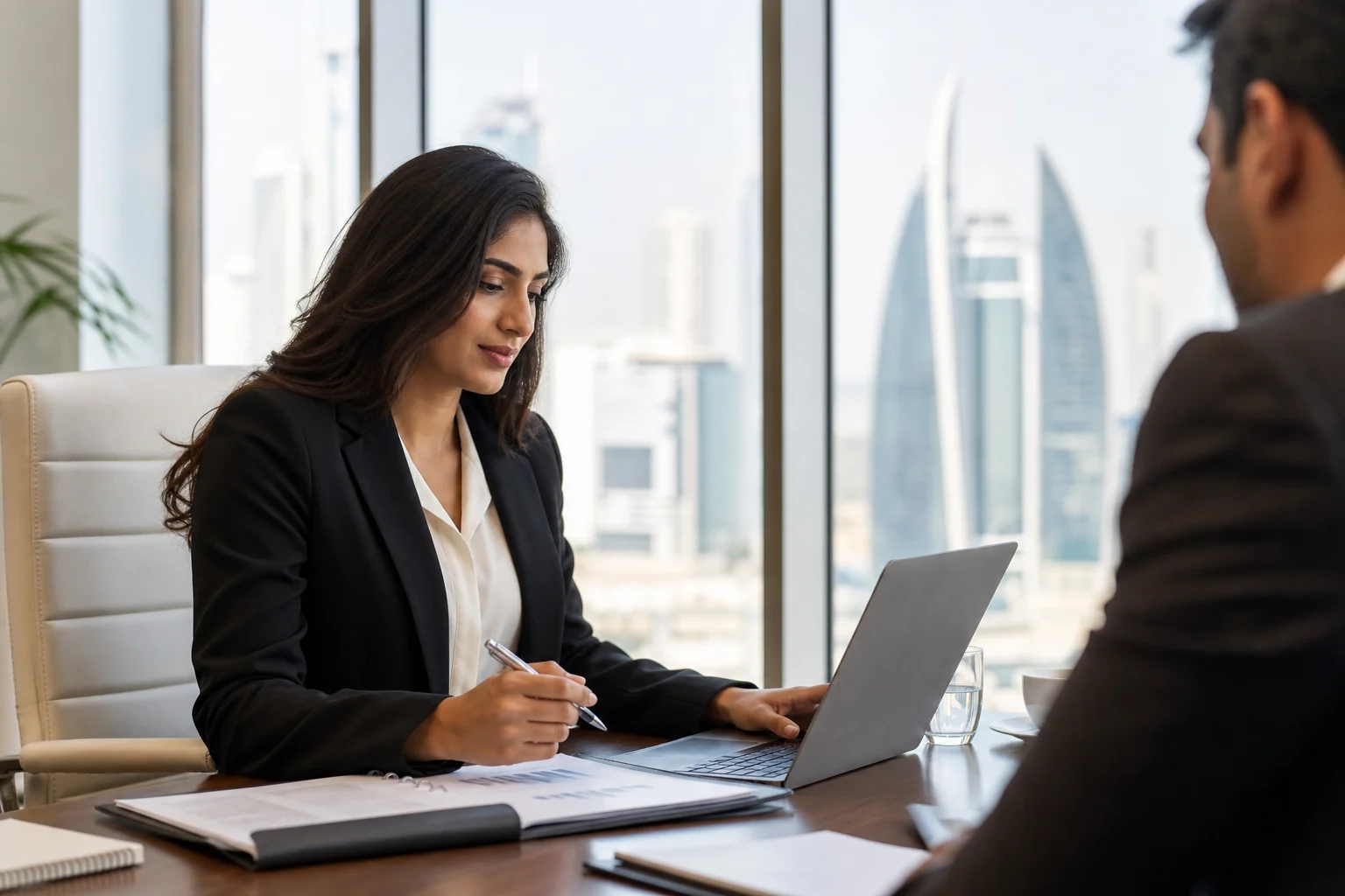 Procurement professional preparing for a senior career conversation in Dubai