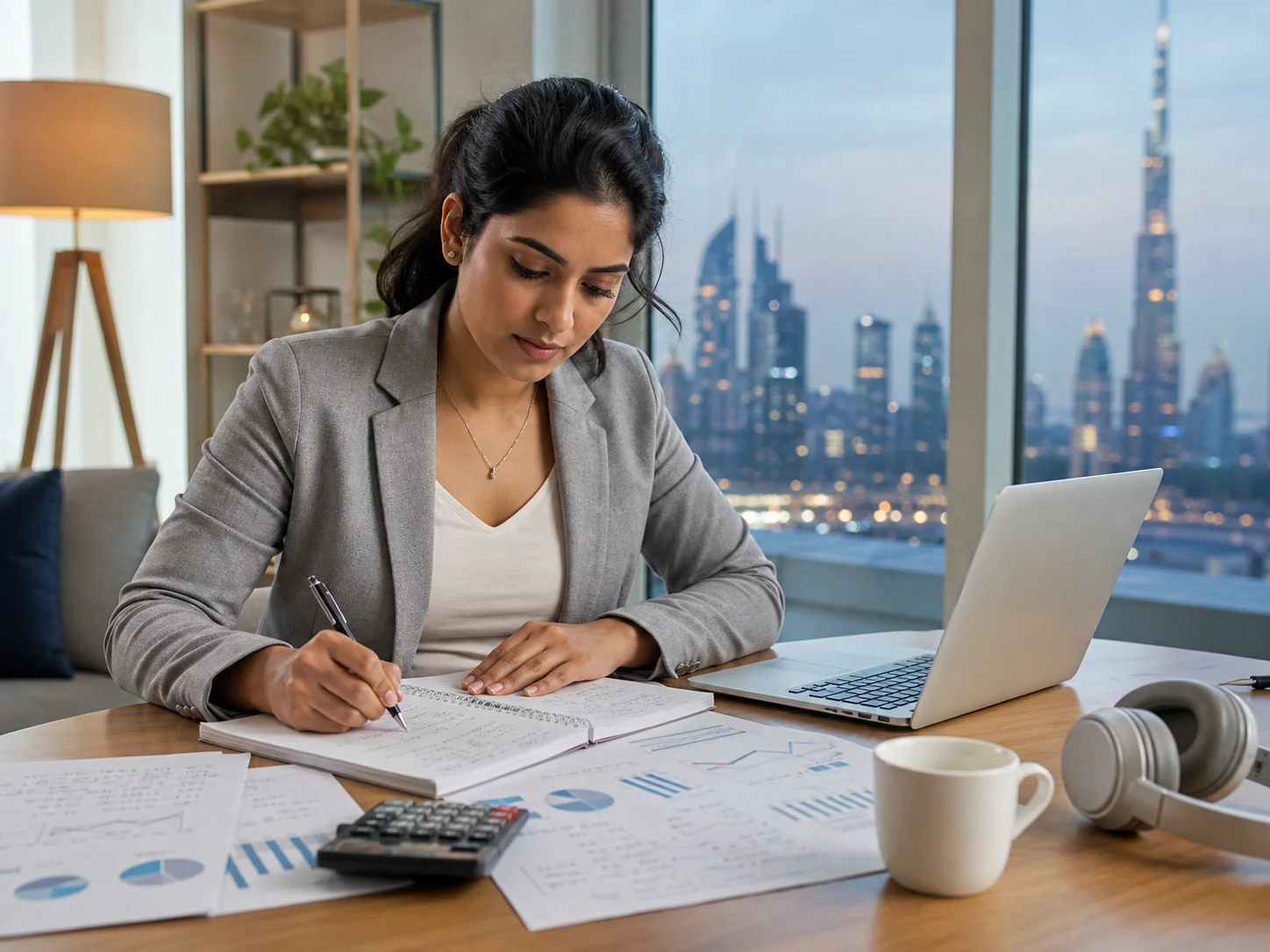 Working professional studying US CMA materials with flexible learning support in Dubai