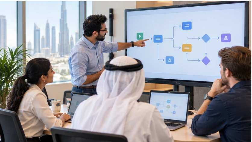 Dubai professionals mapping Microsoft Copilot Studio actions and automation workflows