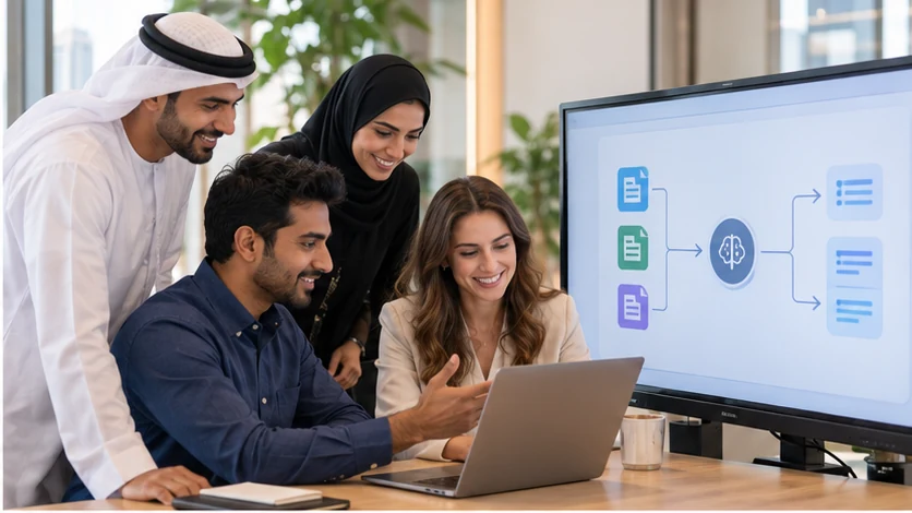 Professionals designing knowledge sources for a Microsoft Copilot Studio agent in Dubai