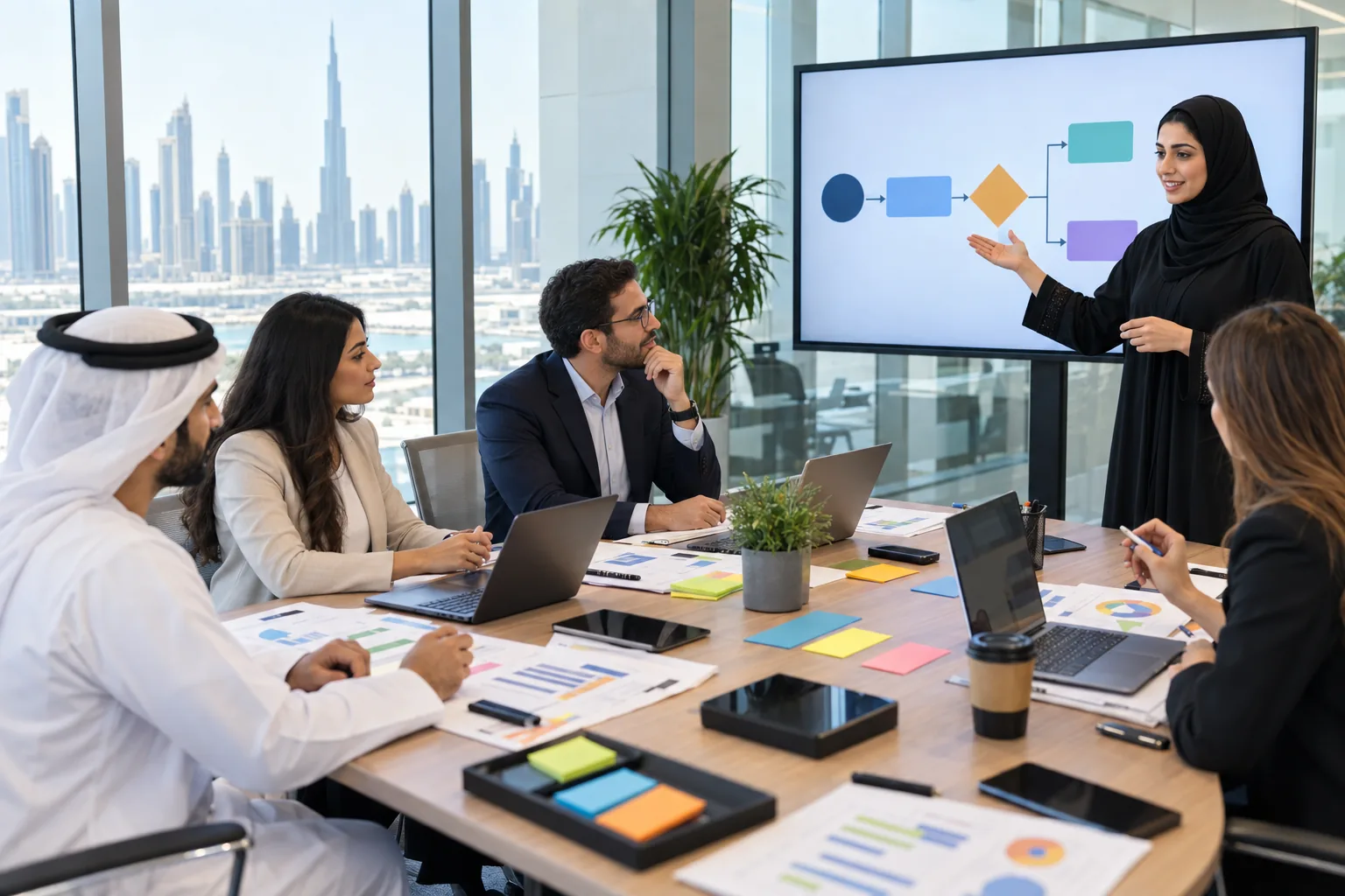 Corporate procurement team attending AI training in Dubai