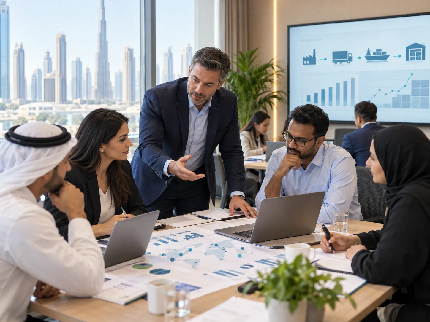 Corporate team attending practical AI for supply chain training in Dubai