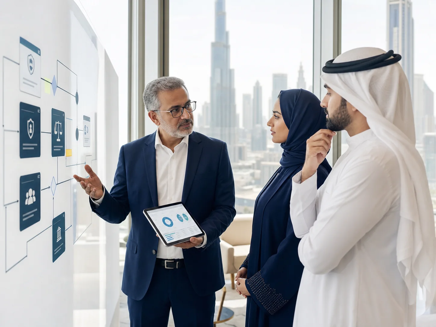 Business leaders discussing responsible AI adoption in Dubai