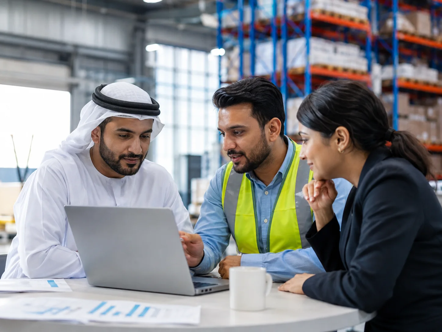 Supply chain team reviewing demand forecasting and inventory data in the UAE