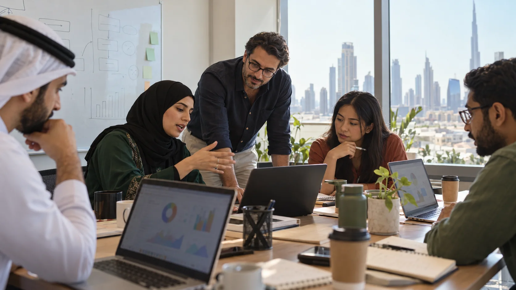Professionals taking part in a practical Delphi AI Academy workshop in Dubai