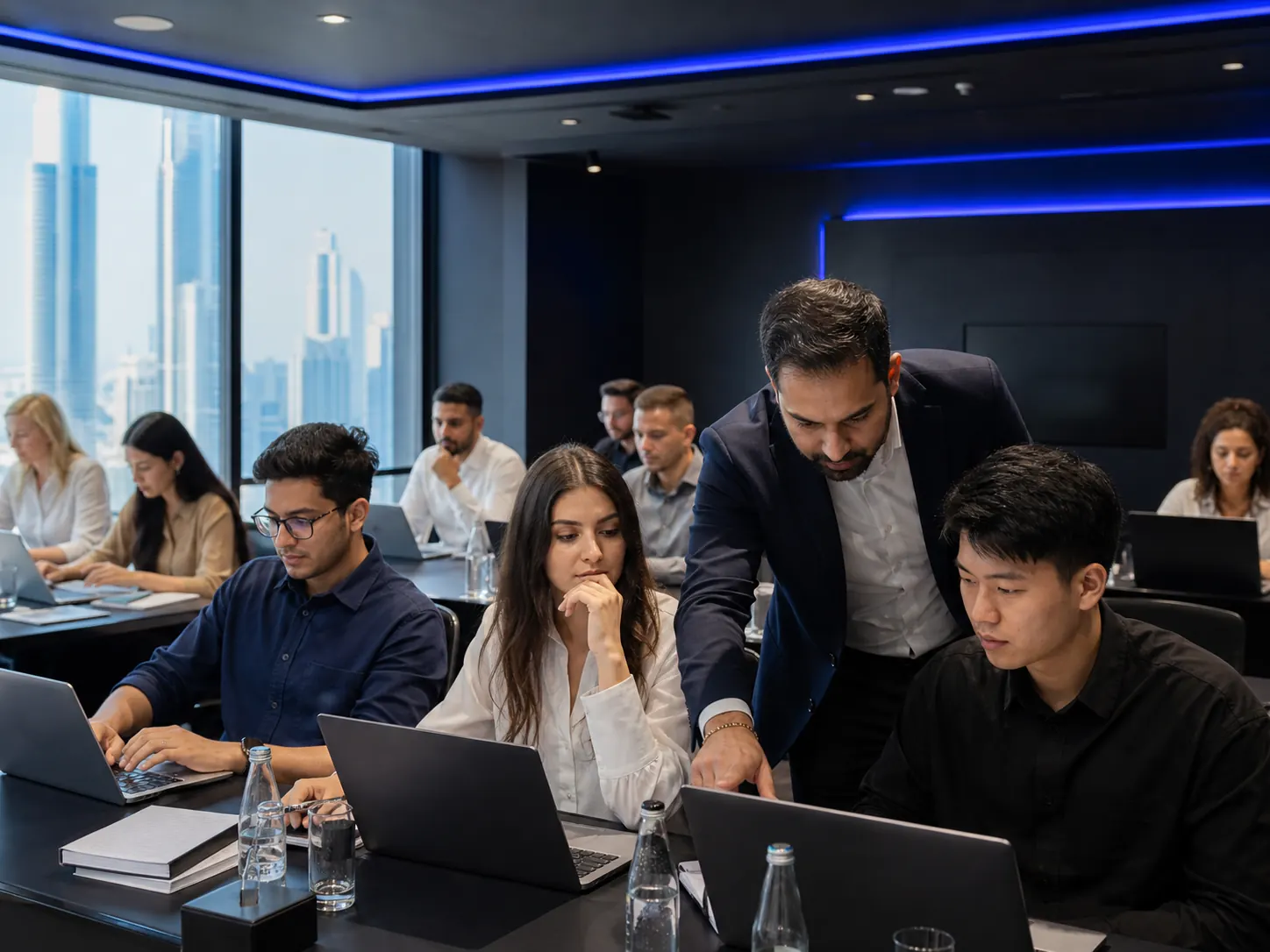 Professionals learning prompt engineering and generative AI workflows in Dubai