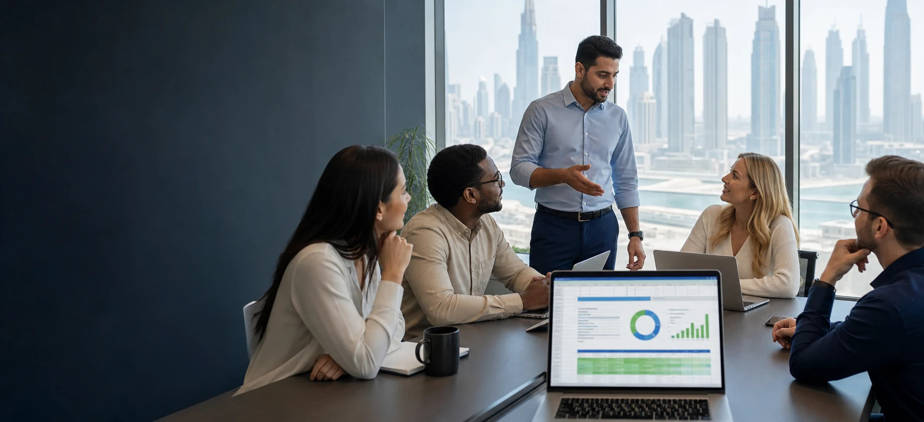 Professionals learning Excel with AI in a Dubai training room