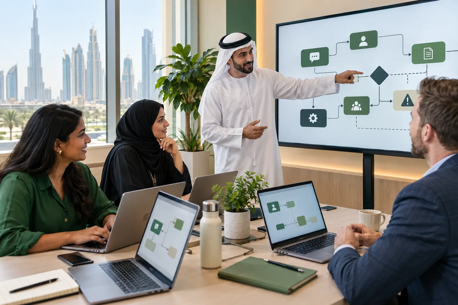 Learners building an HR automation workflow and employee support assistant in Dubai