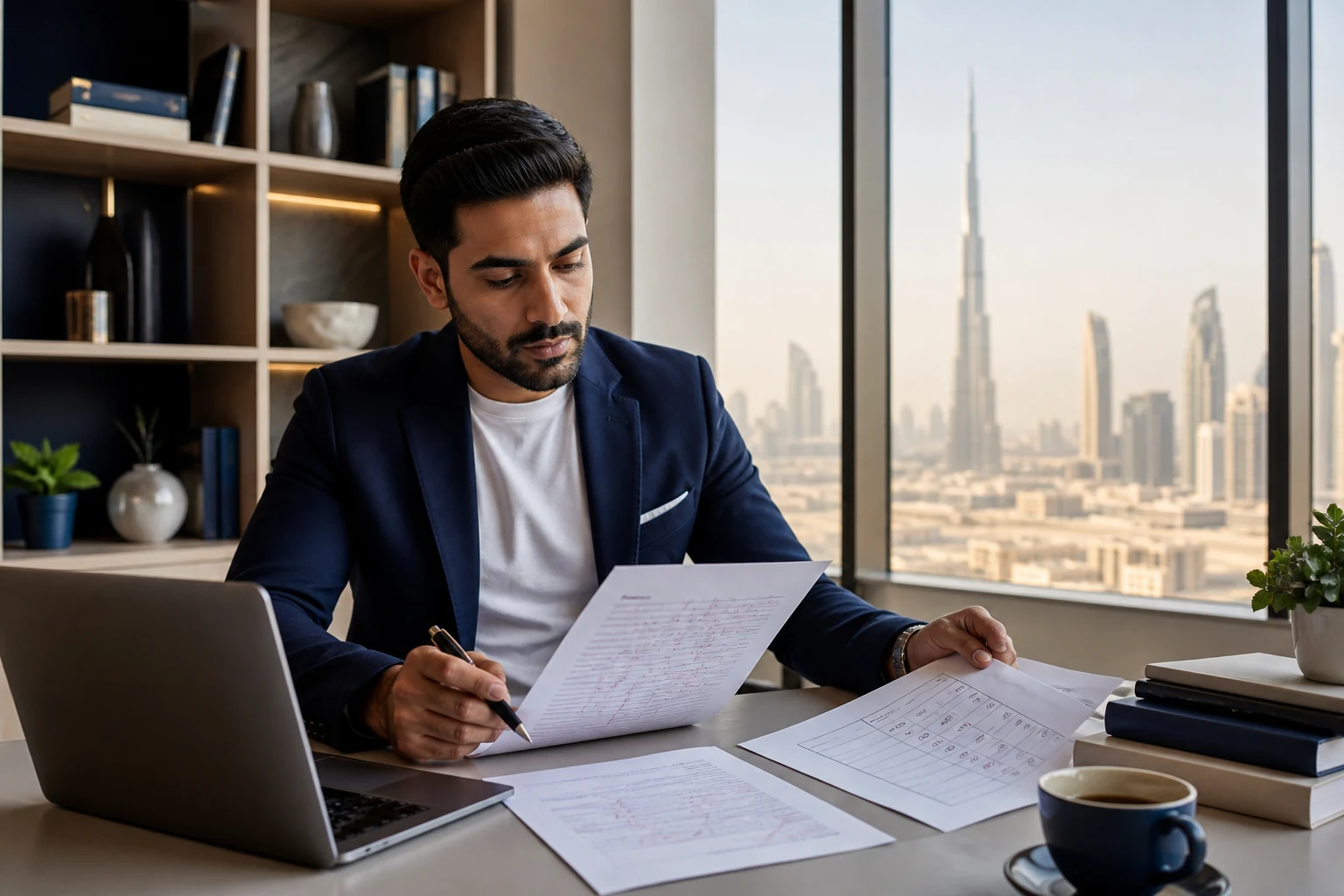 IELTS learner reviewing writing feedback in Dubai