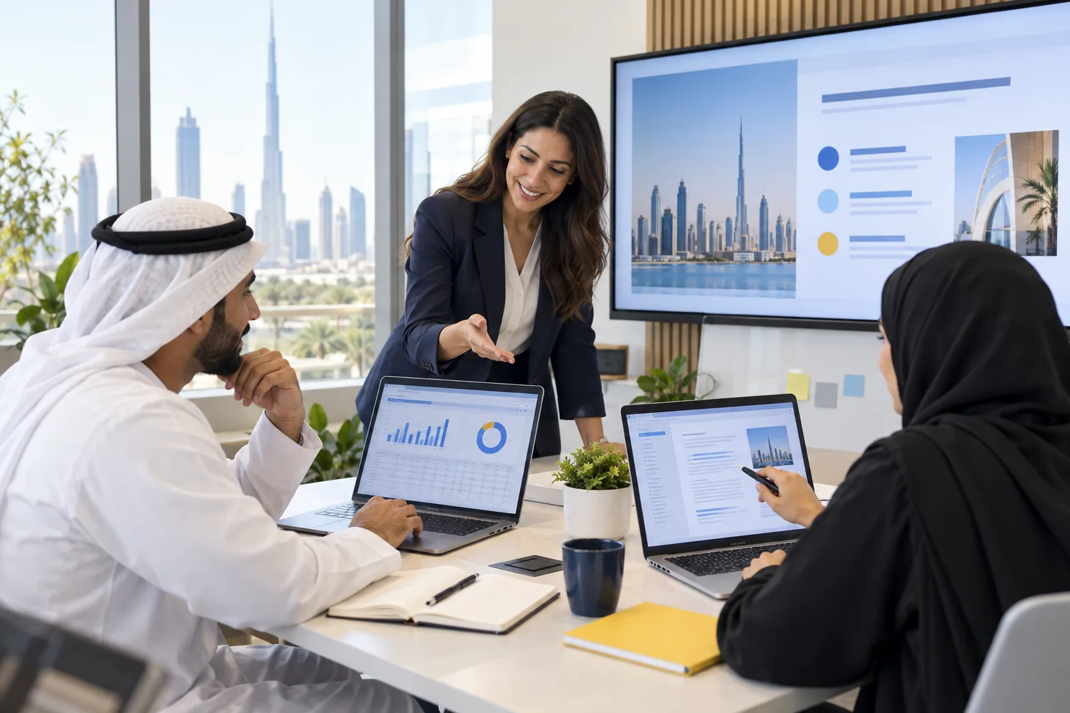 Professionals practising Microsoft Copilot in Word Excel and PowerPoint during Dubai training