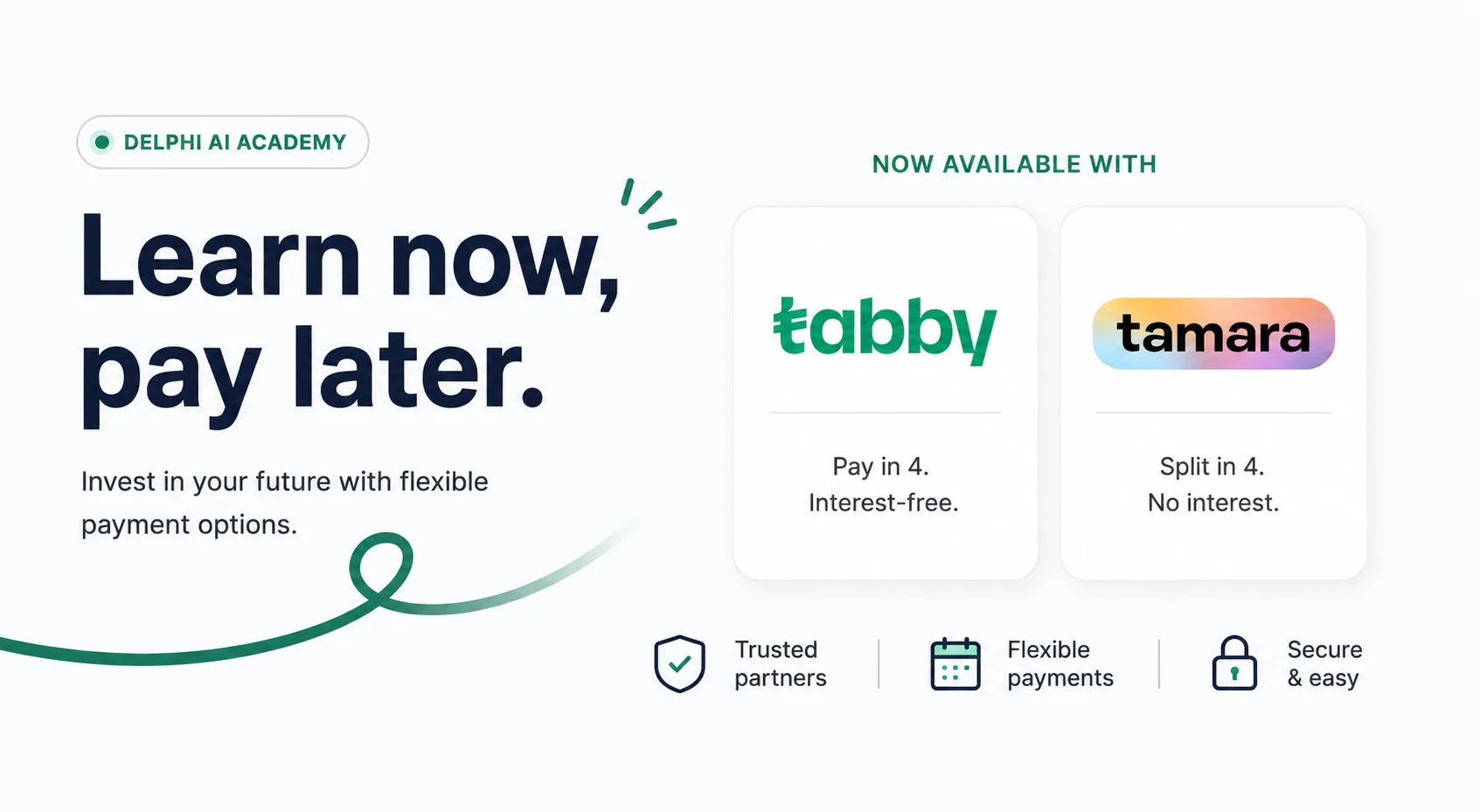 Tabby and Tamara flexible payment options for Delphi AI Academy learners