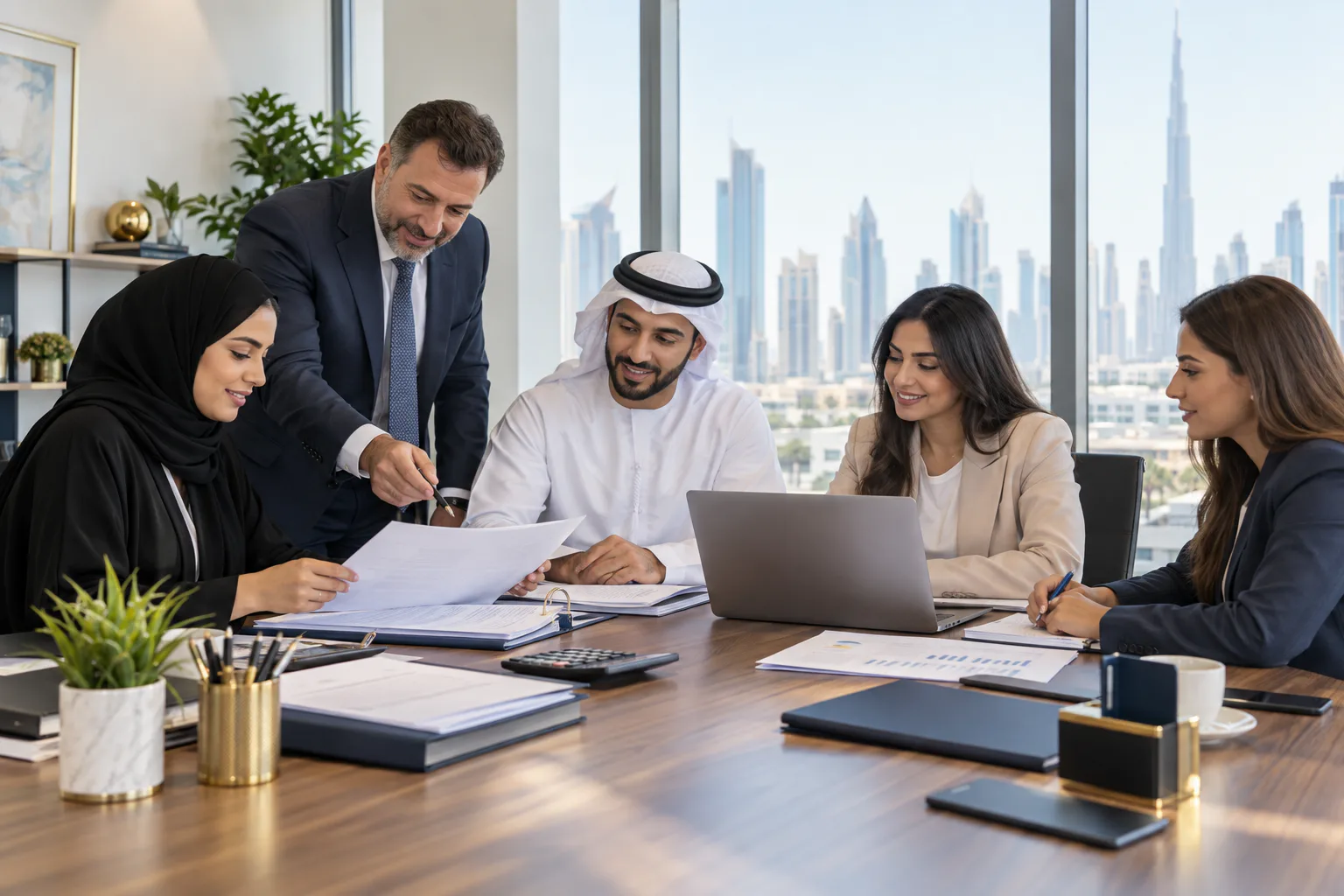 Dubai HR team reviewing current UAE employment-law documents and payroll controls
