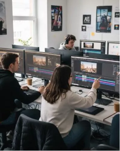 Students learning Graphics Design