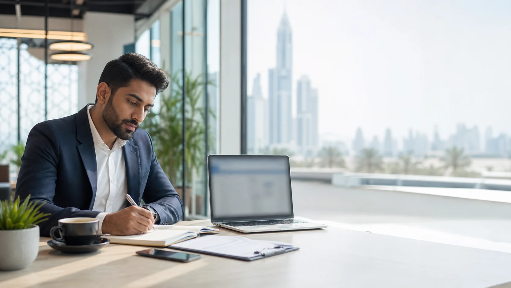 Working professional studying cloud-accounting workflows with a laptop in Dubai
