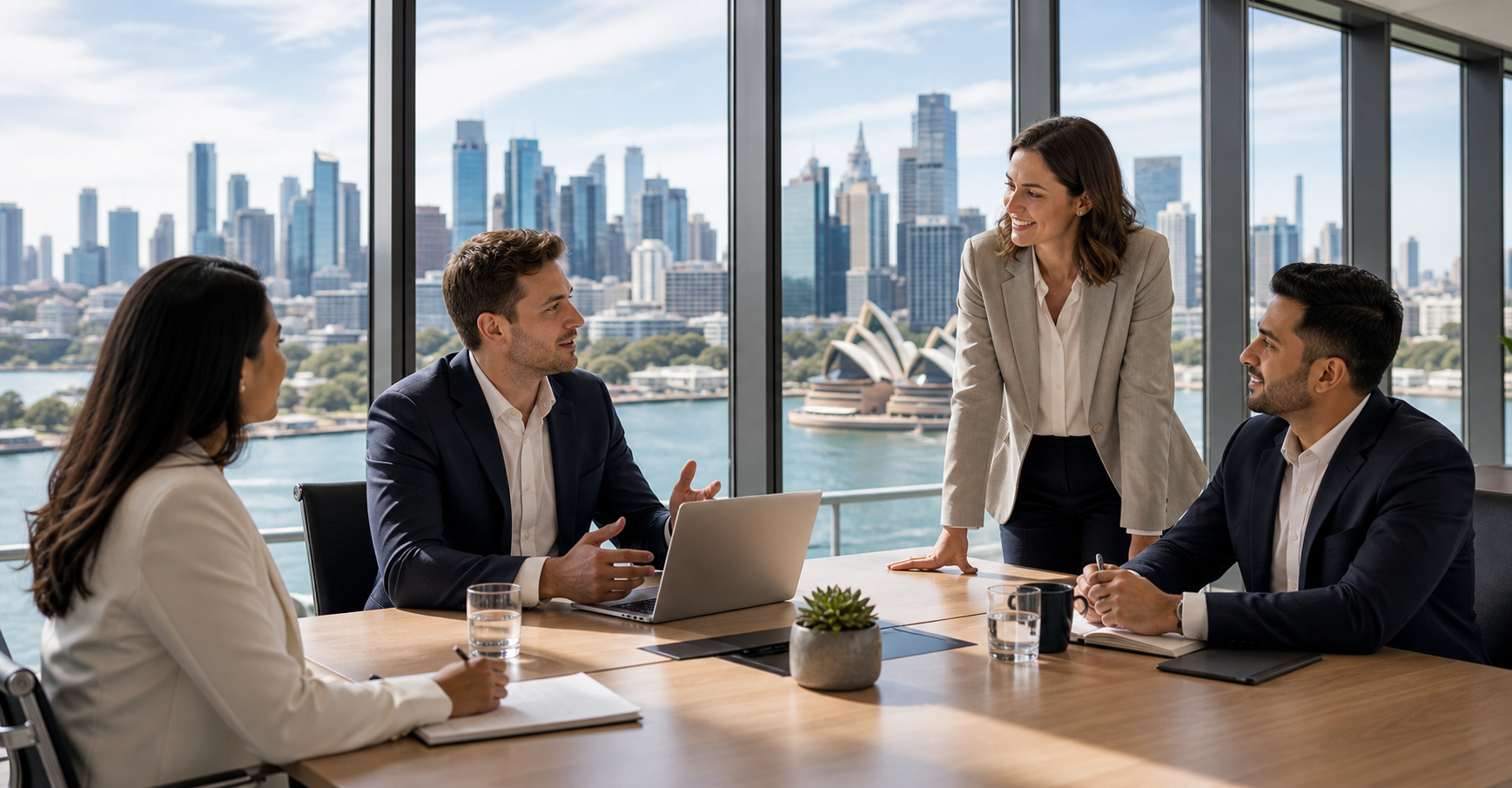 Corporate meeting scene in Australia