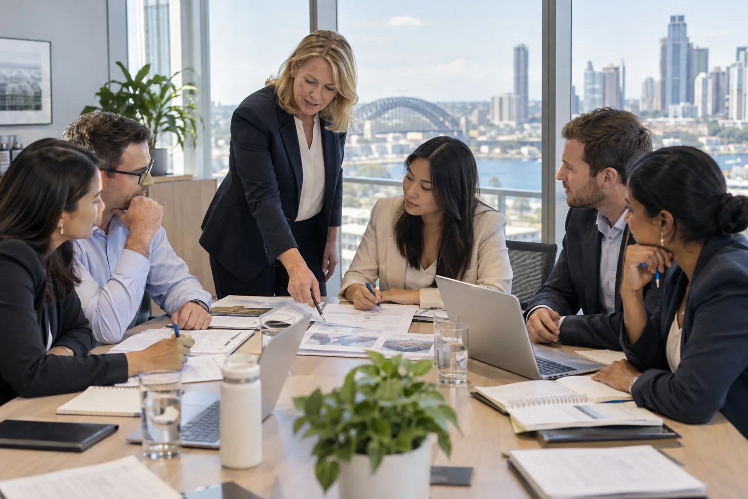 Professional team completing documentary credit training in Australia