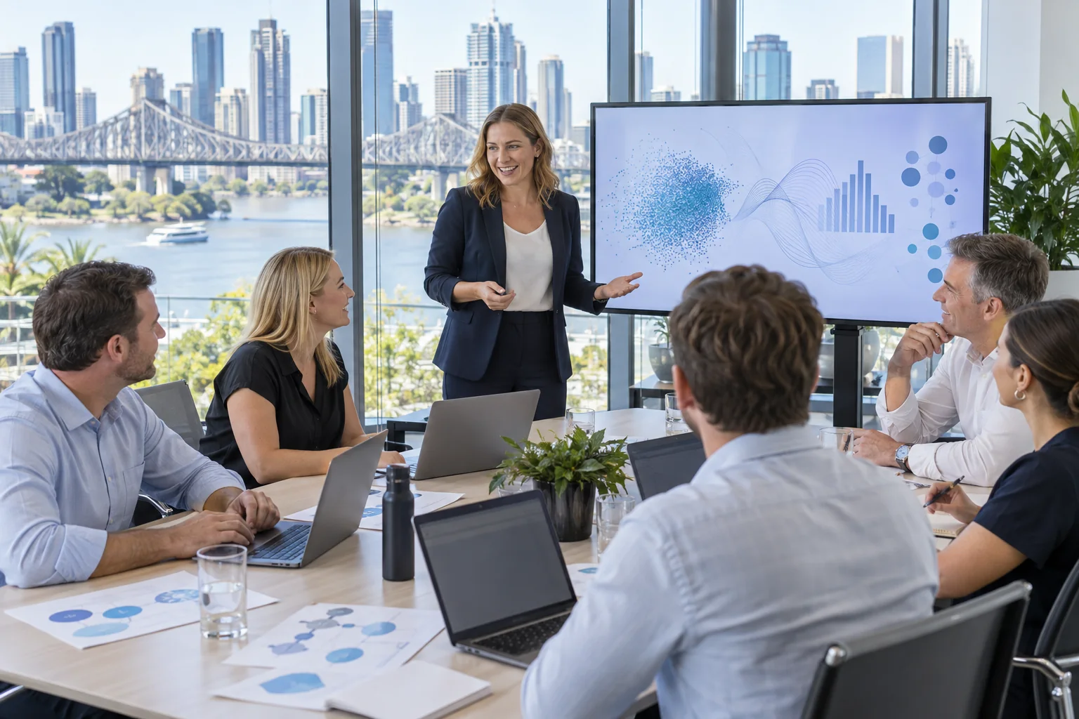 Australian professionals completing practical AI training with EduDelphi in Brisbane