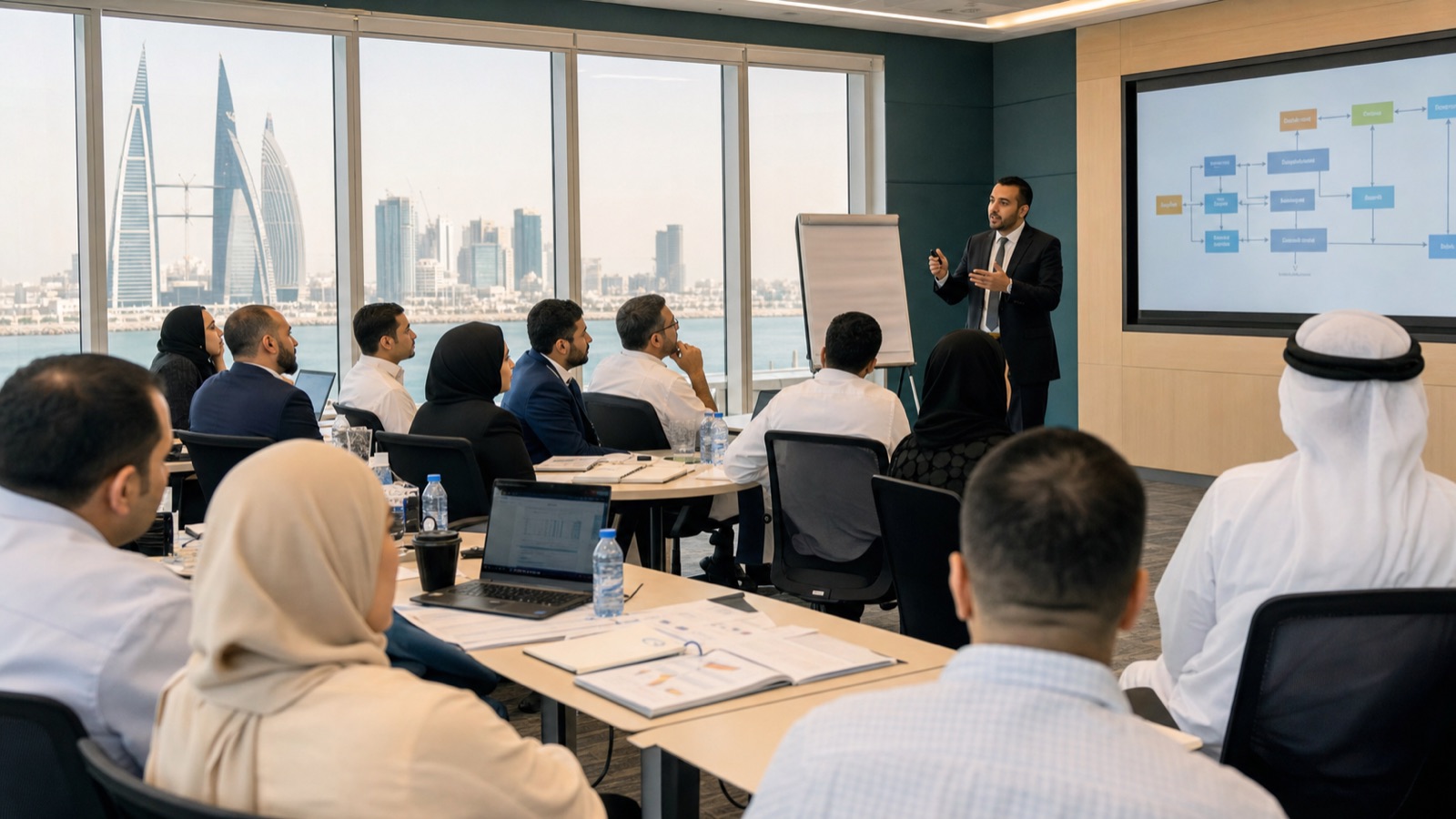 Procurement and supply professionals in a live training workshop in Manama, Bahrain