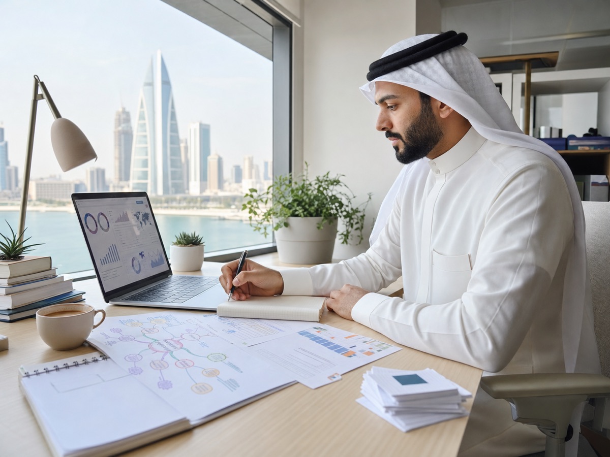 Procurement professional using structured revision resources in Manama, Bahrain