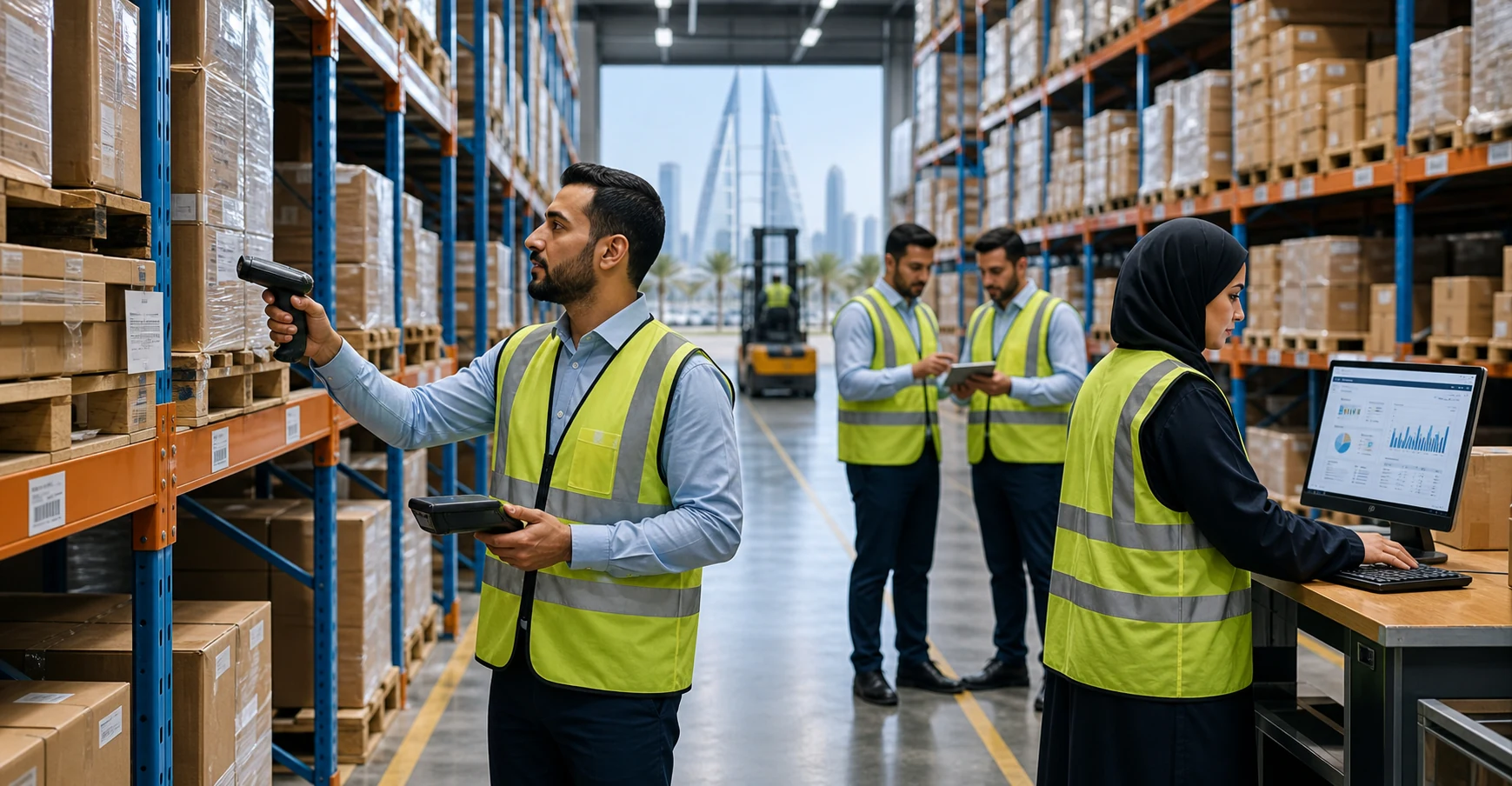 Bahrain warehouse inventory operations with barcode scanning