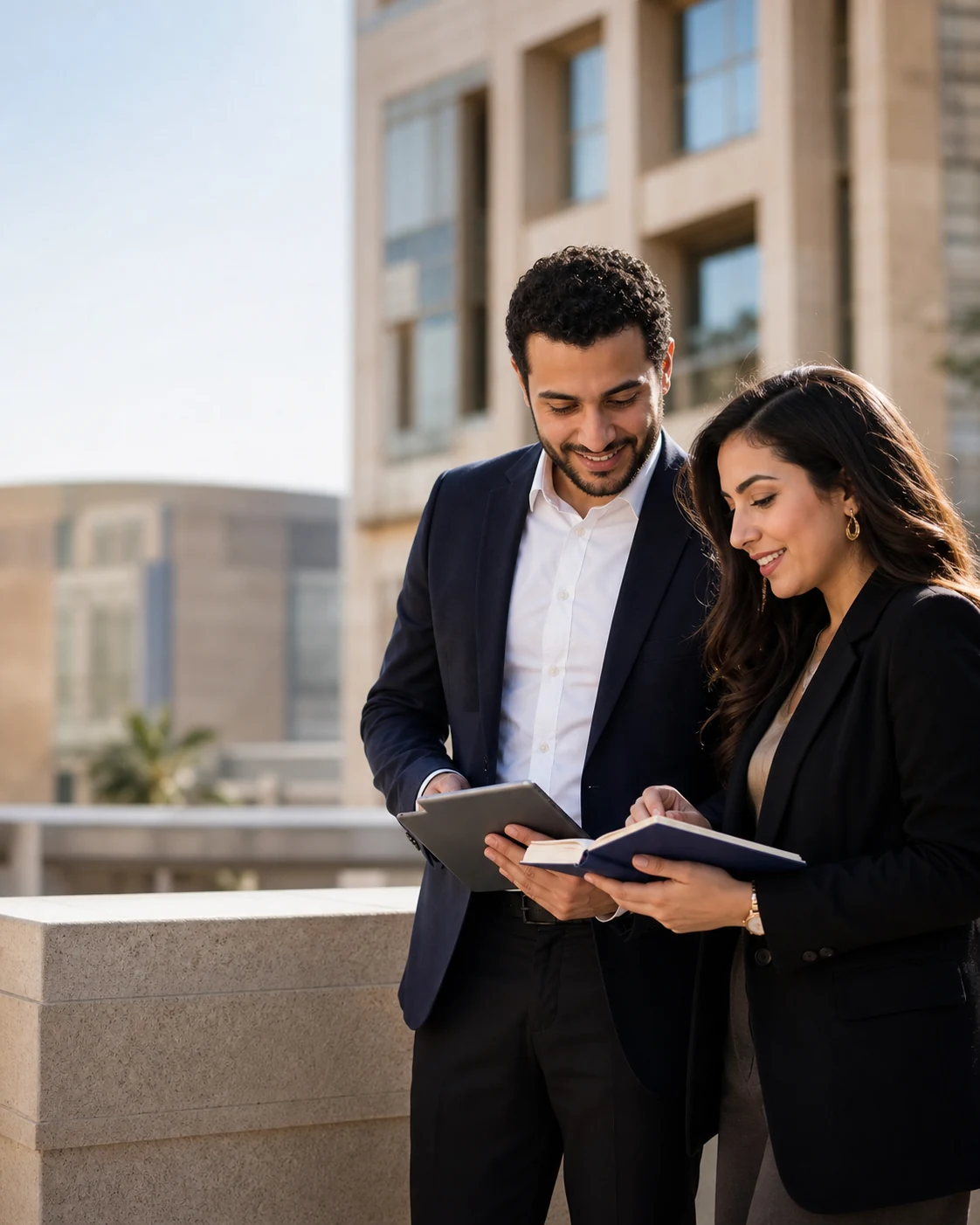 Egyptian professionals building career capability in a modern Cairo business district