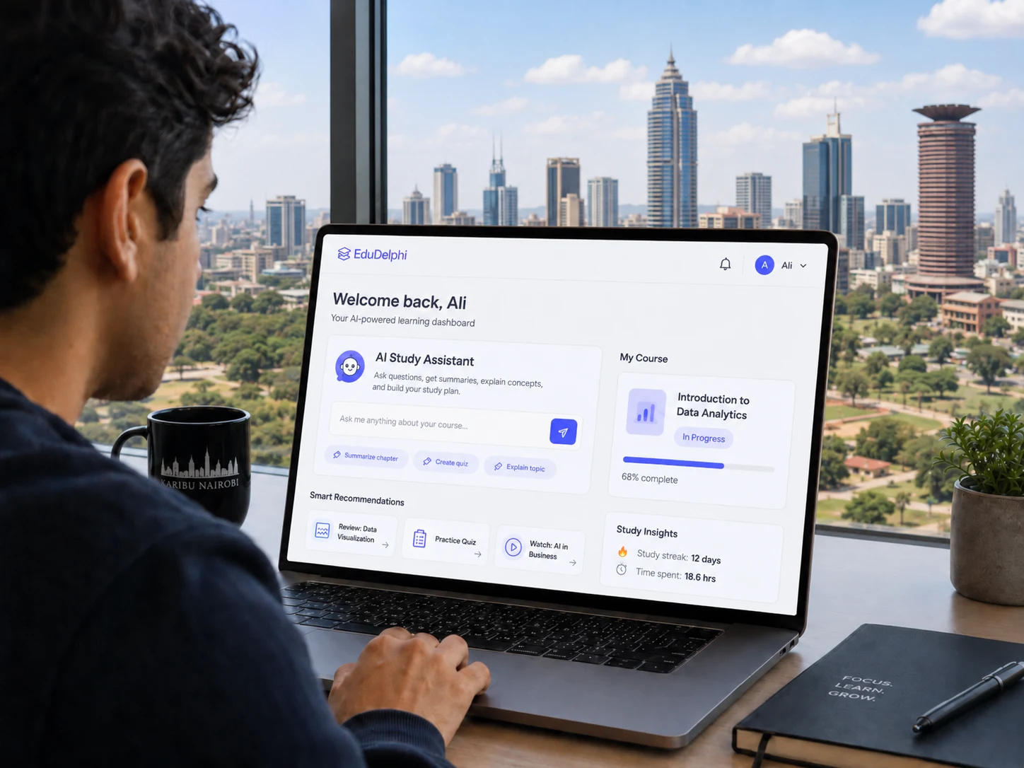 EduDelphi AI-Powered LMS dashboard used by a learner in Kenya