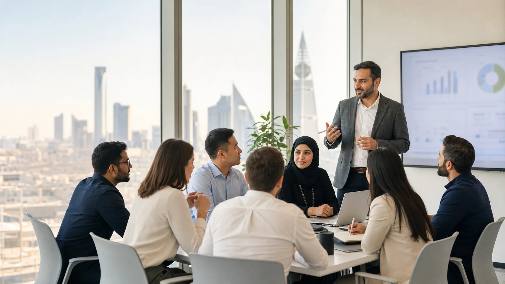 CFA candidates in a trainer-led finance classroom workshop in Riyadh, Saudi Arabia
