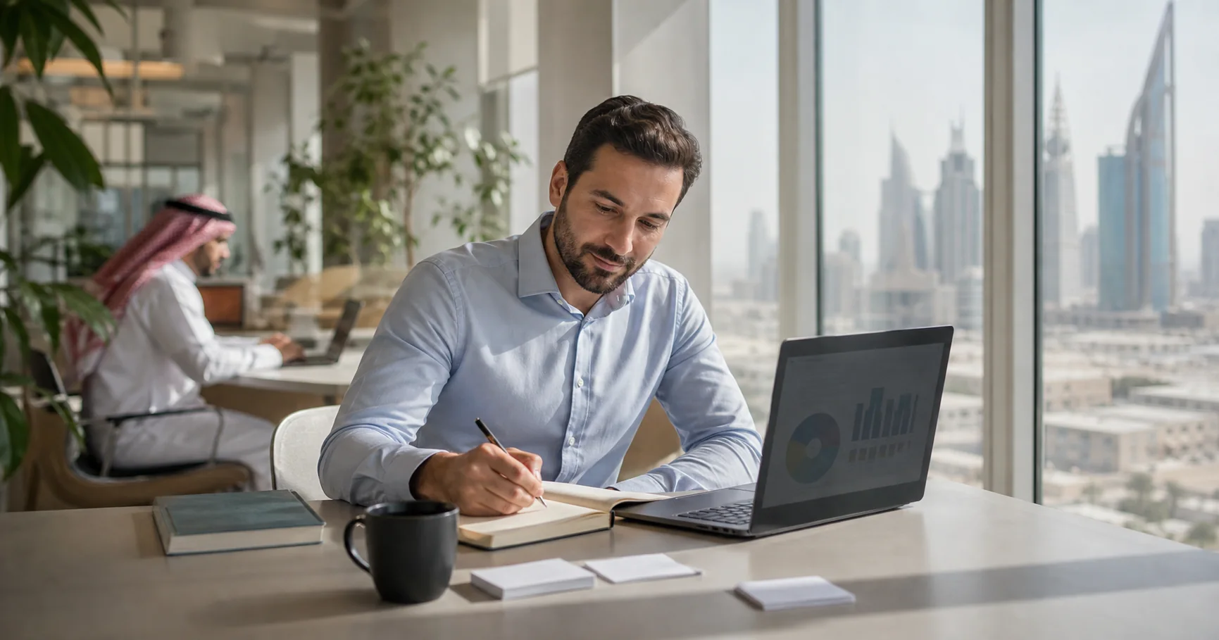 Cybersecurity professional preparing for the CISM exam in Saudi Arabia