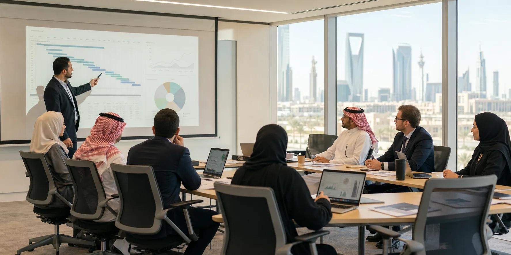 Saudi professionals attending a CPIM production planning and inventory management workshop in Riyadh