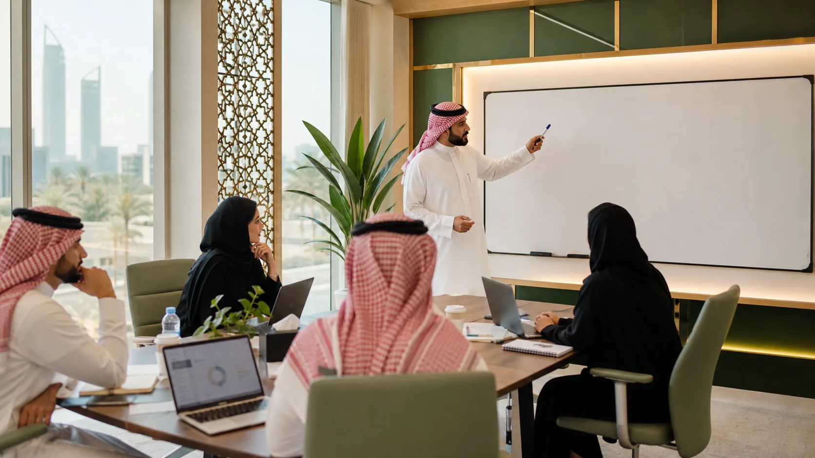 Trainer mentoring Saudi Arabia working professionals in a certification classroom