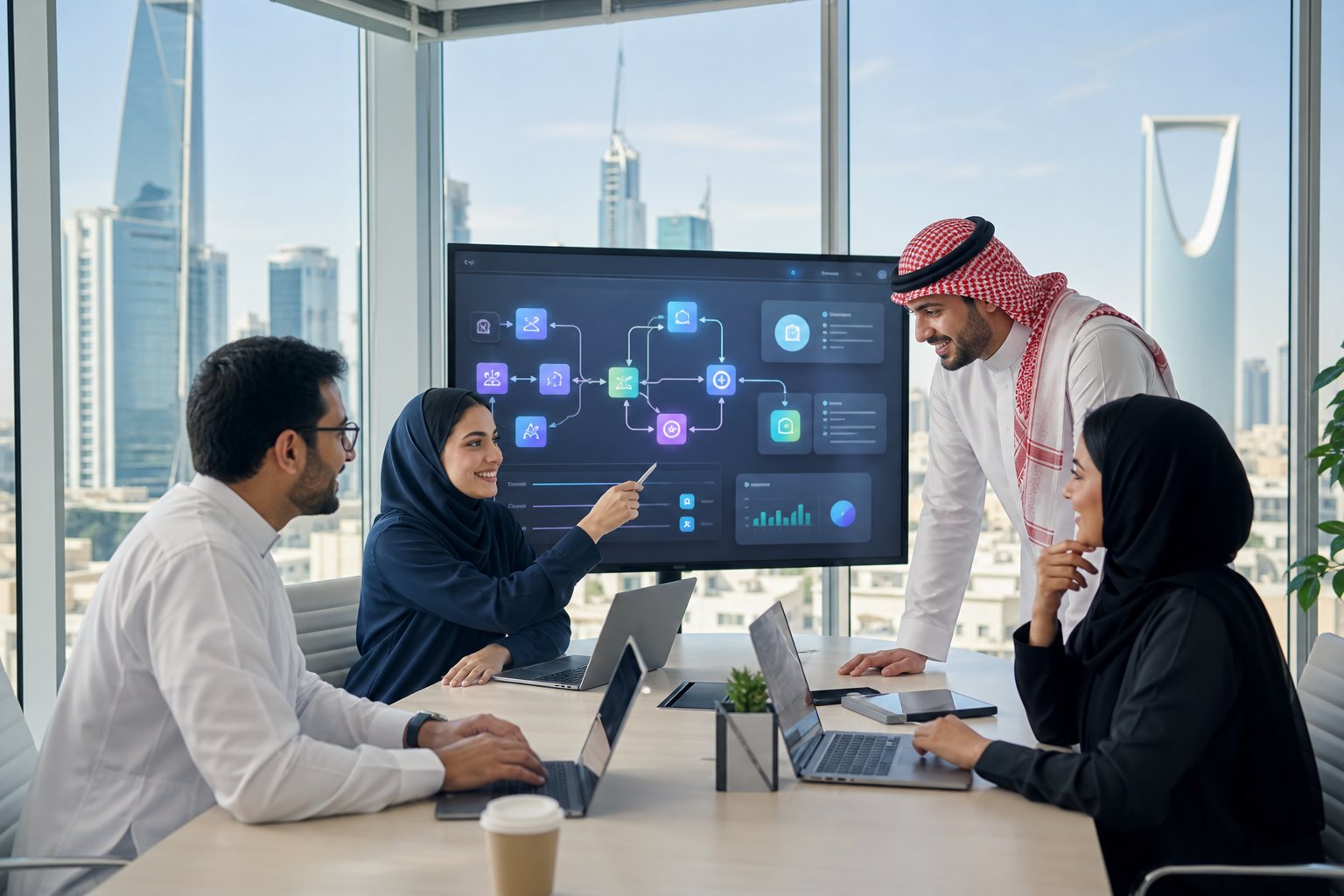 AI automation training in Saudi Arabia with professionals building workflows