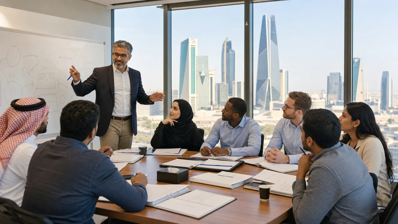 Diverse professionals taking part in an ISO 9001 Lead Auditor workshop in Riyadh, Saudi Arabia