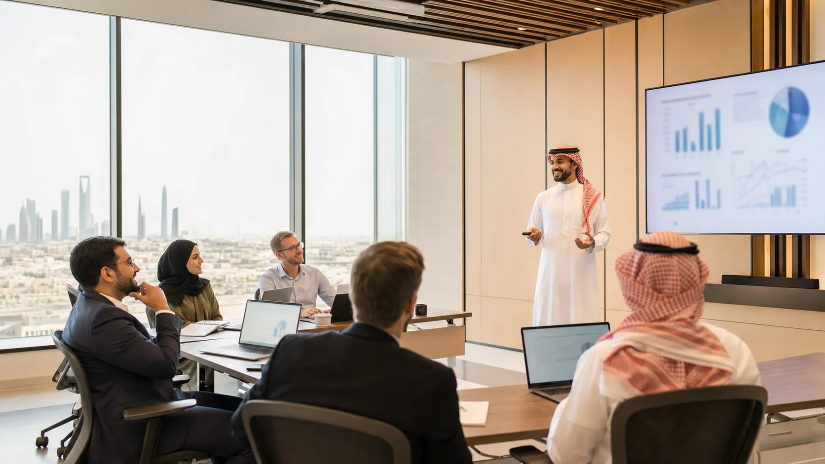 Saudi and international finance professionals in a US CPA preparation workshop in Riyadh