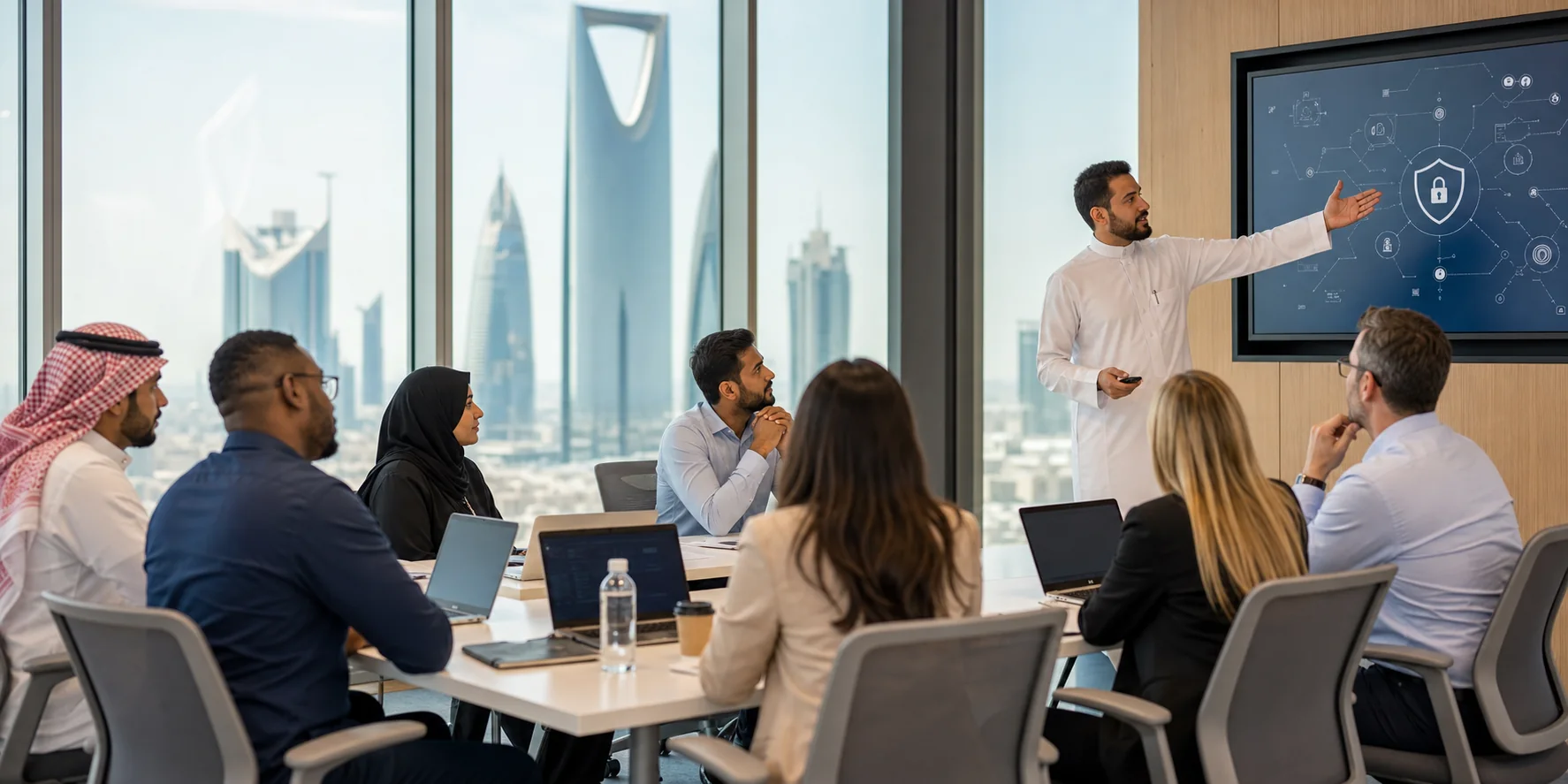 Saudi cybersecurity professionals attending a live CISSP training workshop in Riyadh