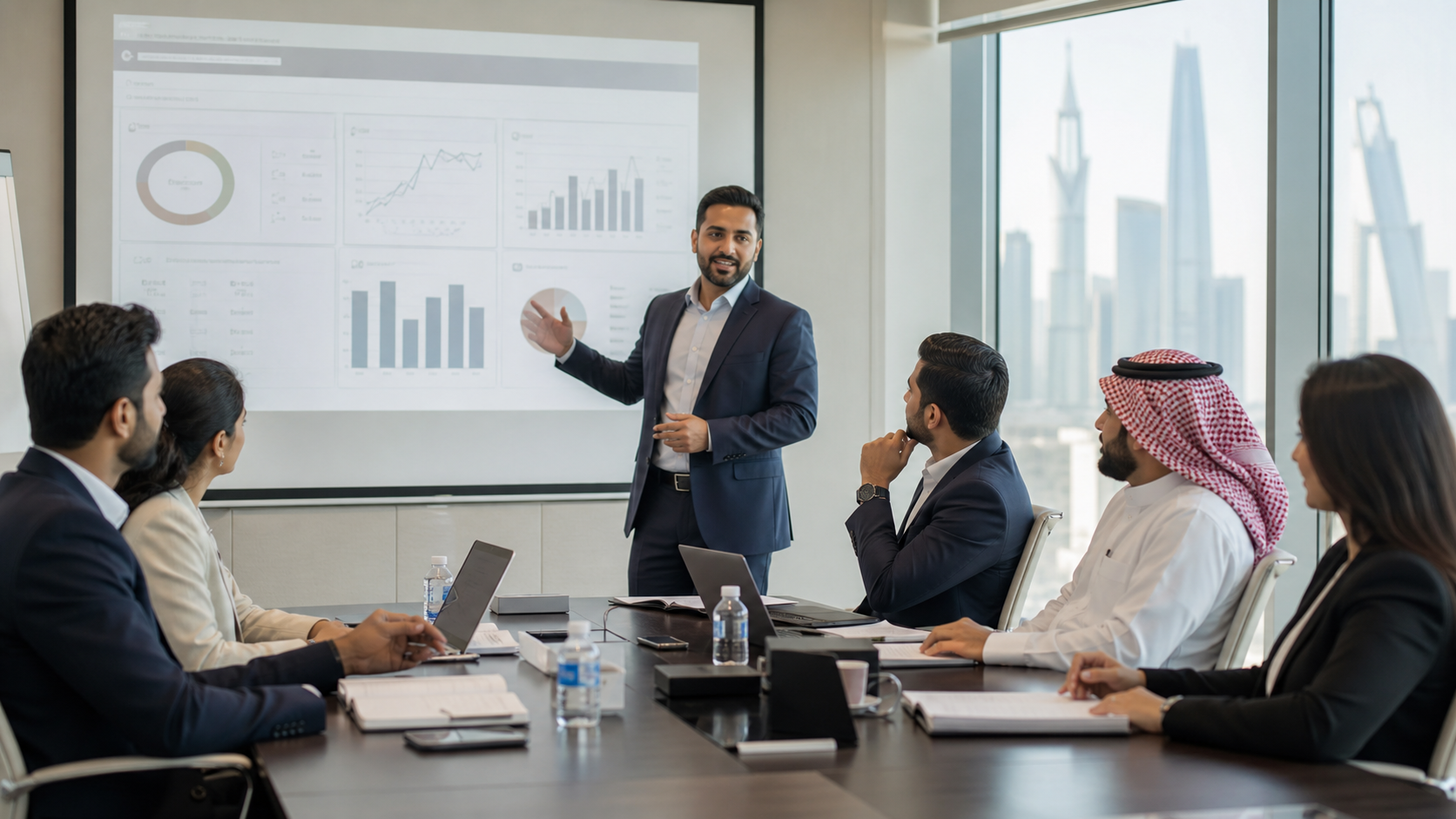 Business managers taking part in a practical finance workshop in Riyadh