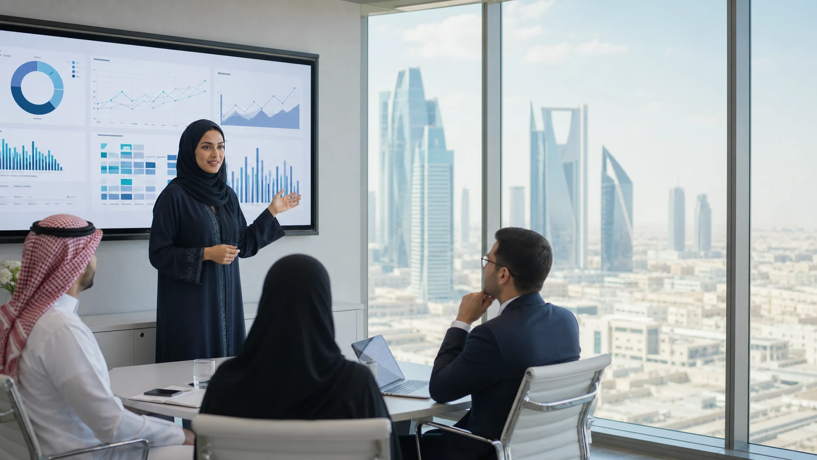 Compliance leader presenting anti-bribery management system implementation plan in Riyadh