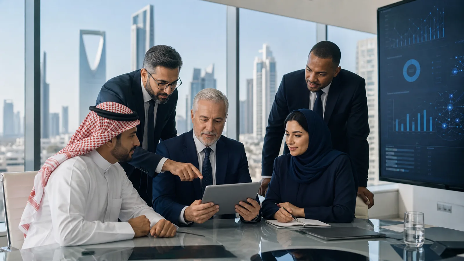 Technology and governance leaders reviewing digital investment decisions in Riyadh