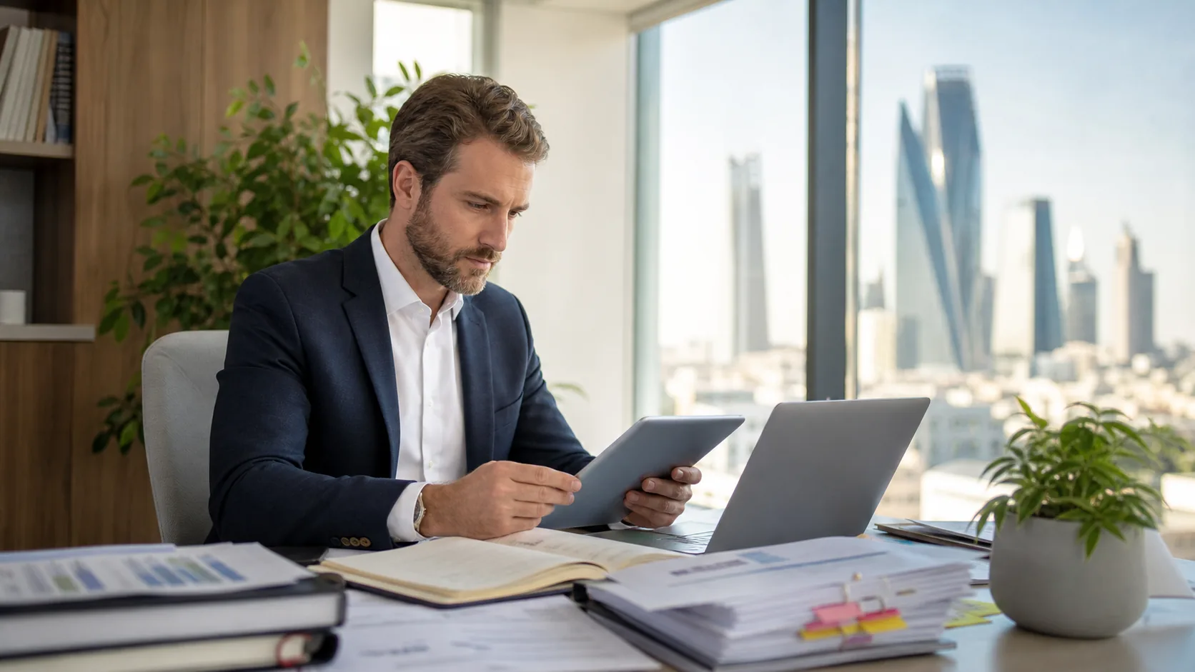 Professional studying ISO 14001 Lead Auditor materials in Saudi Arabia