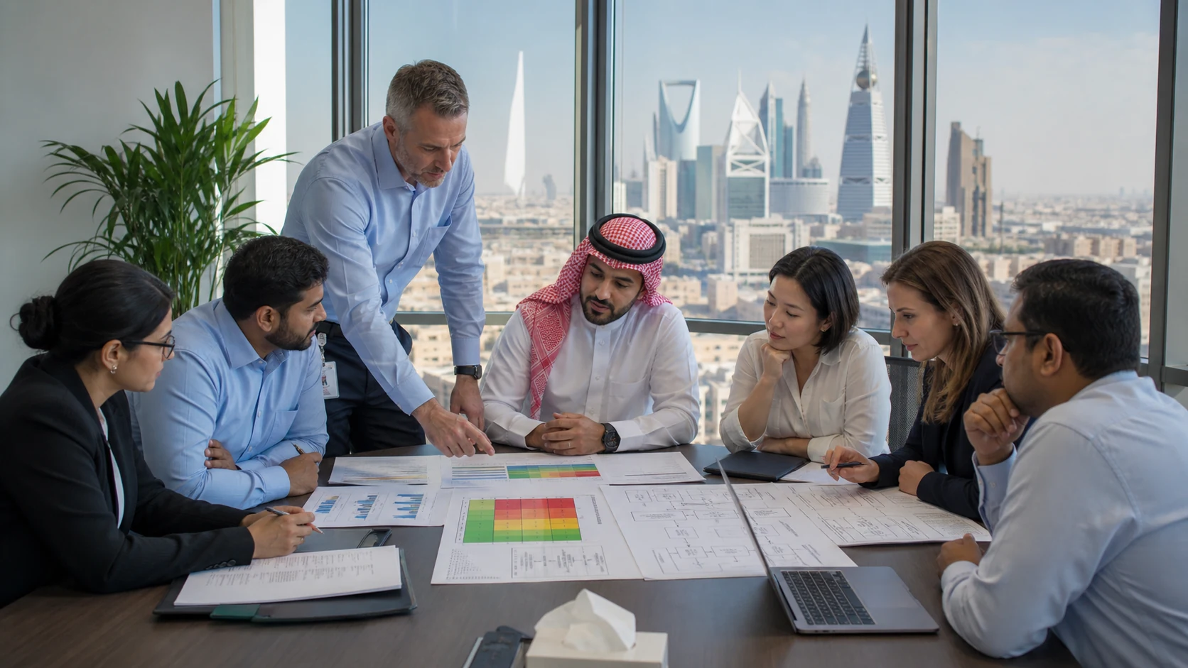 HSE and quality professionals planning an ISO 45001 occupational health and safety audit in Riyadh