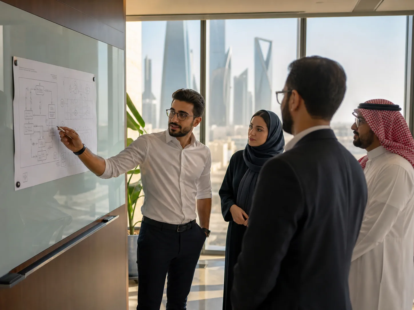Professionals applying Lean Six Sigma process improvement methods in Saudi Arabia