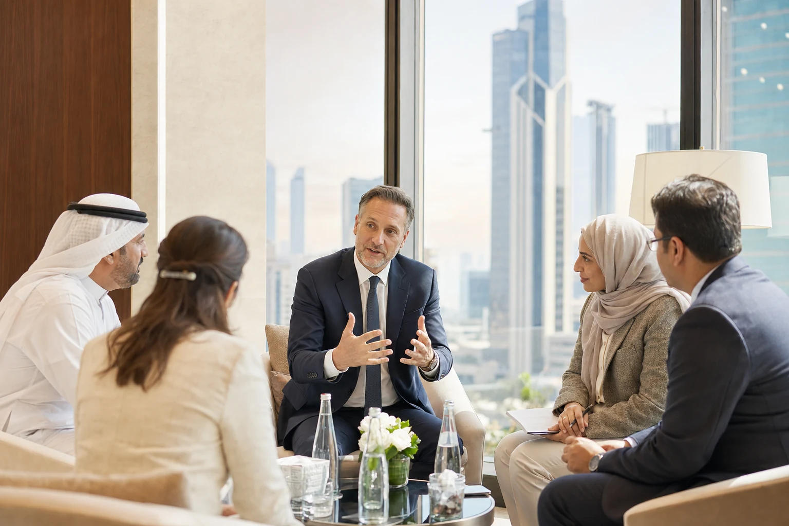 Professional discussion in a Kuwait City executive learning setting