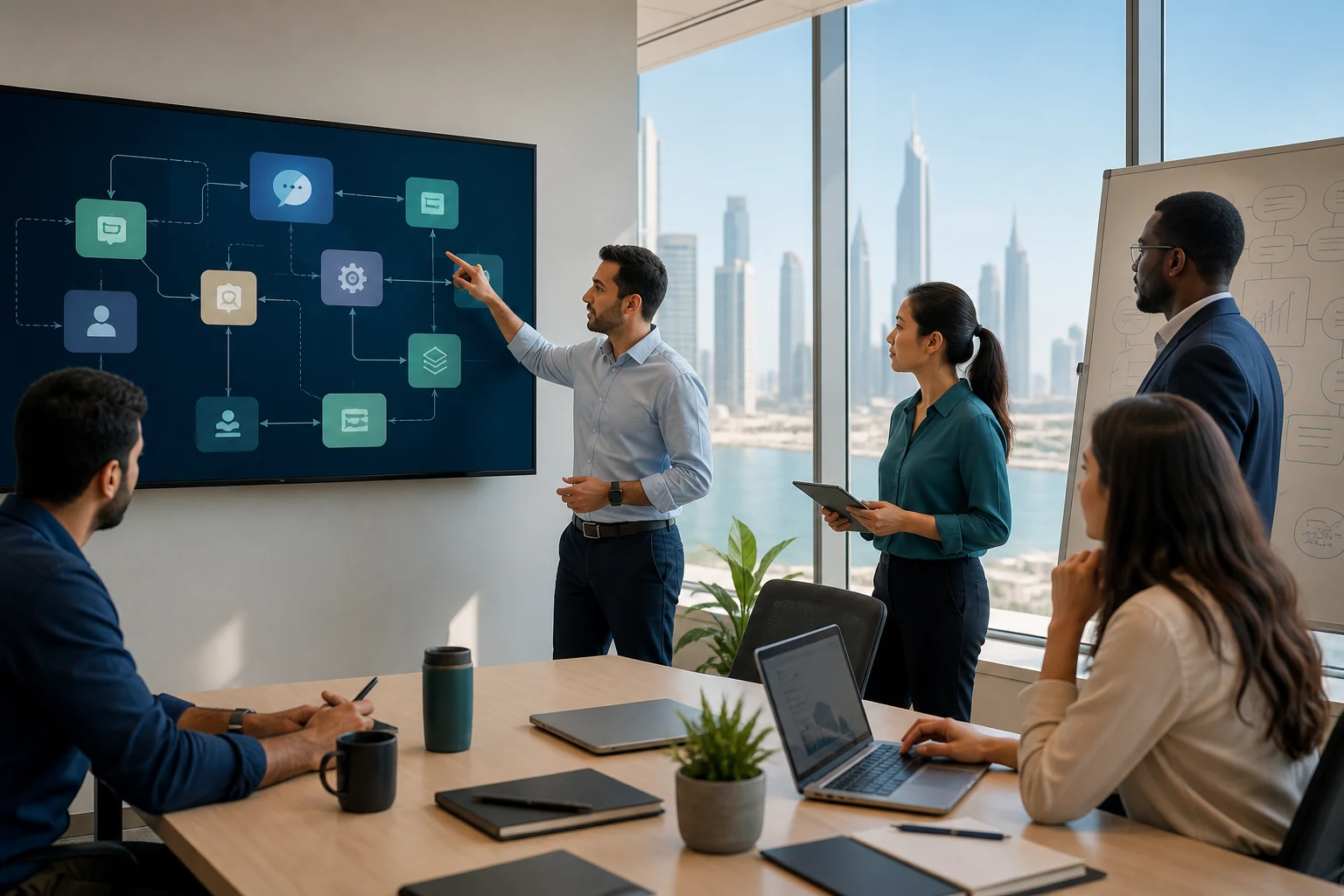 Professional team designing an AI-enabled workflow in Kuwait
